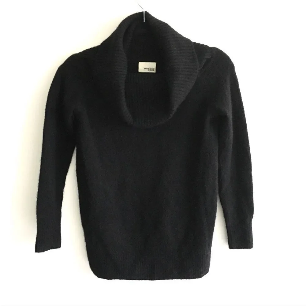 Aritzia Faretta Cowl Neck Off Shoulder Wool Alpaca Sweater Black XXS - Picture 2 of 9